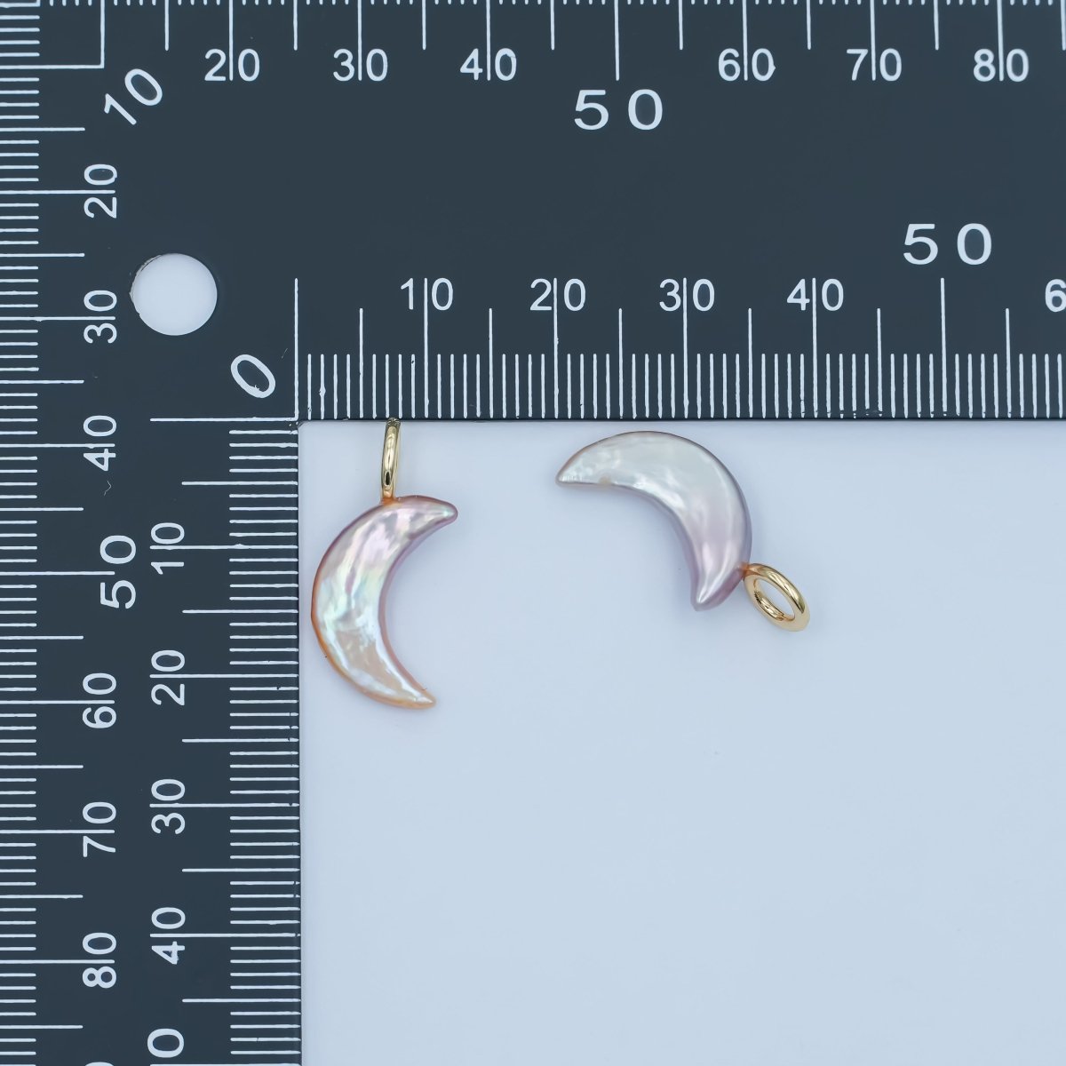 24K Gold Filled 23mm Freshwater Pearl Crescent Moon Celestial Pendant | P1660.