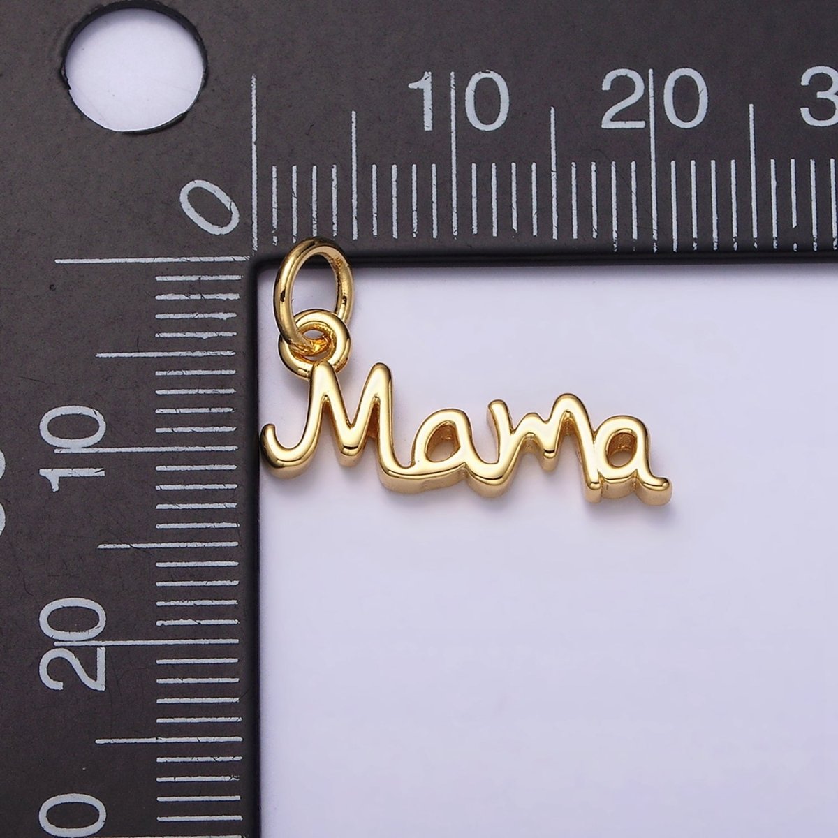 24K Gold Filled 23mm "Mama" Handwritten Script Sideway Charm | AC1420