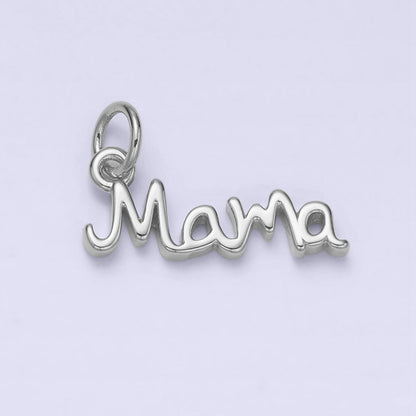 24K Gold Filled 23mm "Mama" Handwritten Script Sideway Charm | AC1420