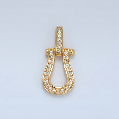 24K Gold Filled 23mm Micro Paved CZ Geometric Buckle Pendant | AA130