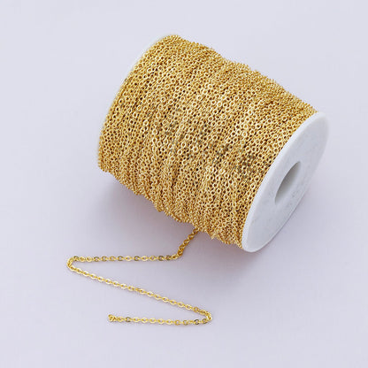 24K Gold Filled 2.3mm Minimalist Cable Unfinished Chain by Yard | Roll-01864