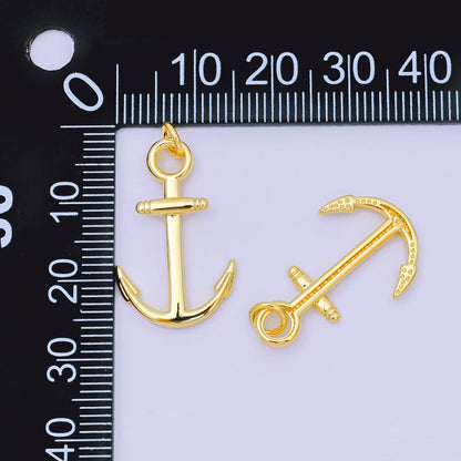 24K Gold Filled 24mm Minimalist Sea Drift Ship Anchor Charm | AH644