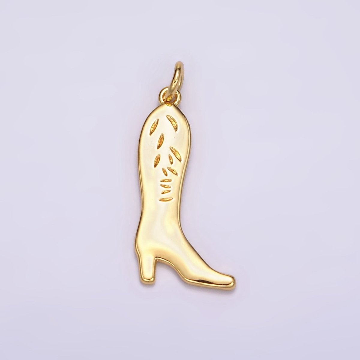 24K Gold Filled 24mm High Heel Cowboy Boots Lined Minimalist Charm | AC867