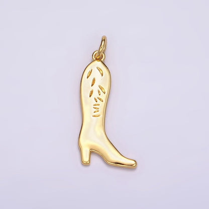 24K Gold Filled 24mm High Heel Cowboy Boots Lined Minimalist Charm | AC867