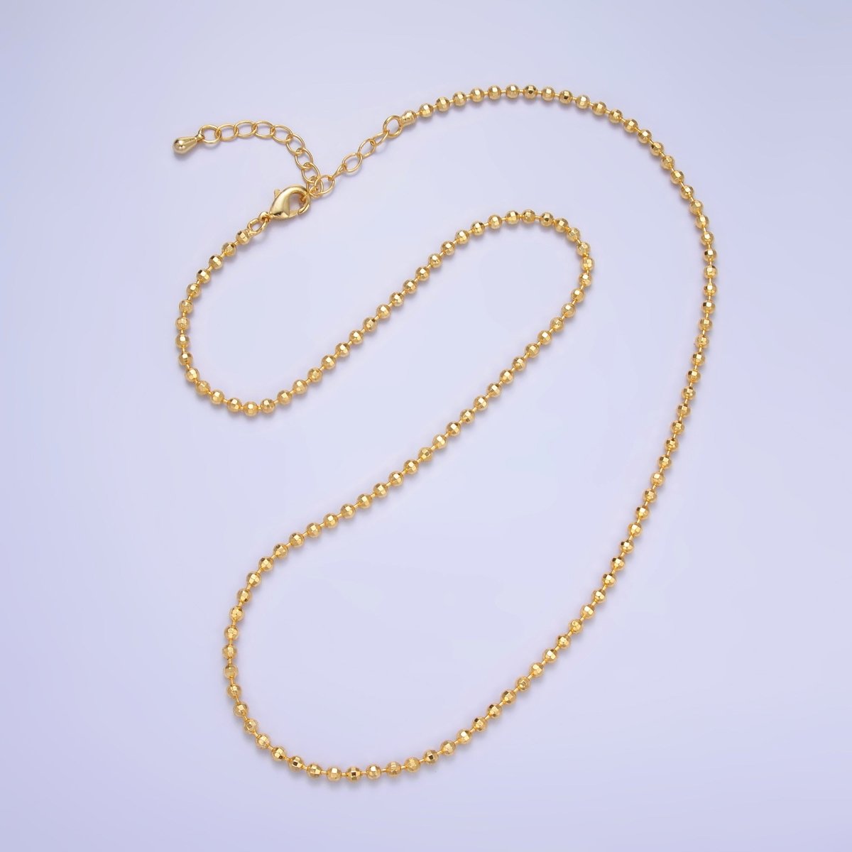 24K Gold Filled 2.5mm Bead Ball 17.5 Inch Chain Necklace | WA-3239