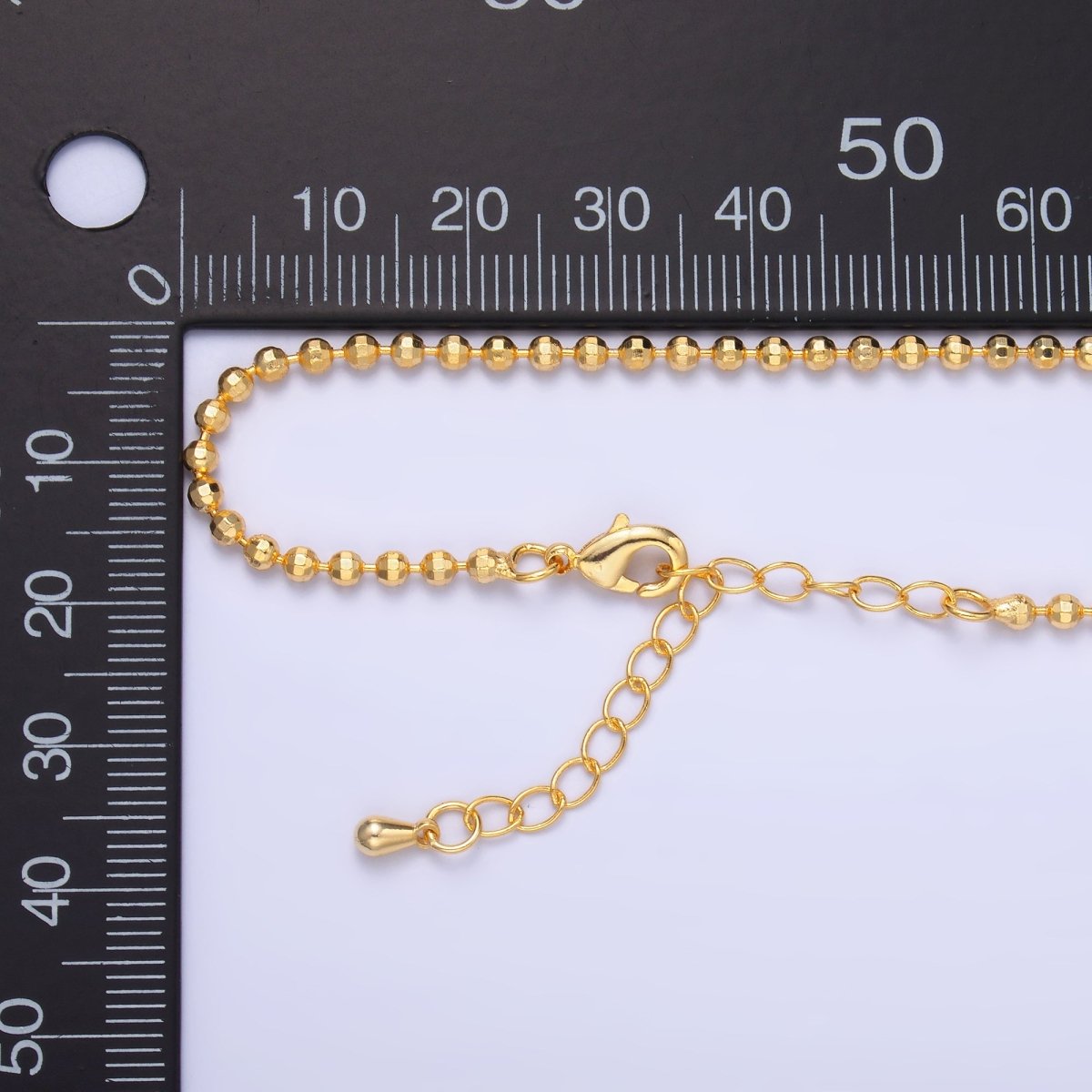24K Gold Filled 2.5mm Bead Ball 17.5 Inch Chain Necklace | WA-3239