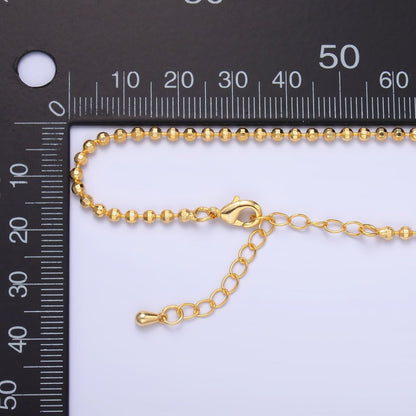 24K Gold Filled 2.5mm Bead Ball 17.5 Inch Chain Necklace | WA-3239