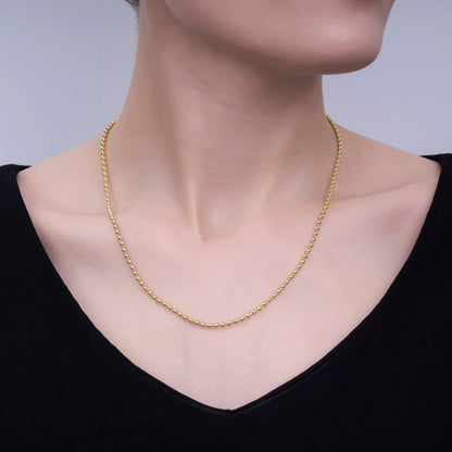 24K Gold Filled 2.5mm Bead Ball 22.5 Inch Chain Necklace | WA-3175
