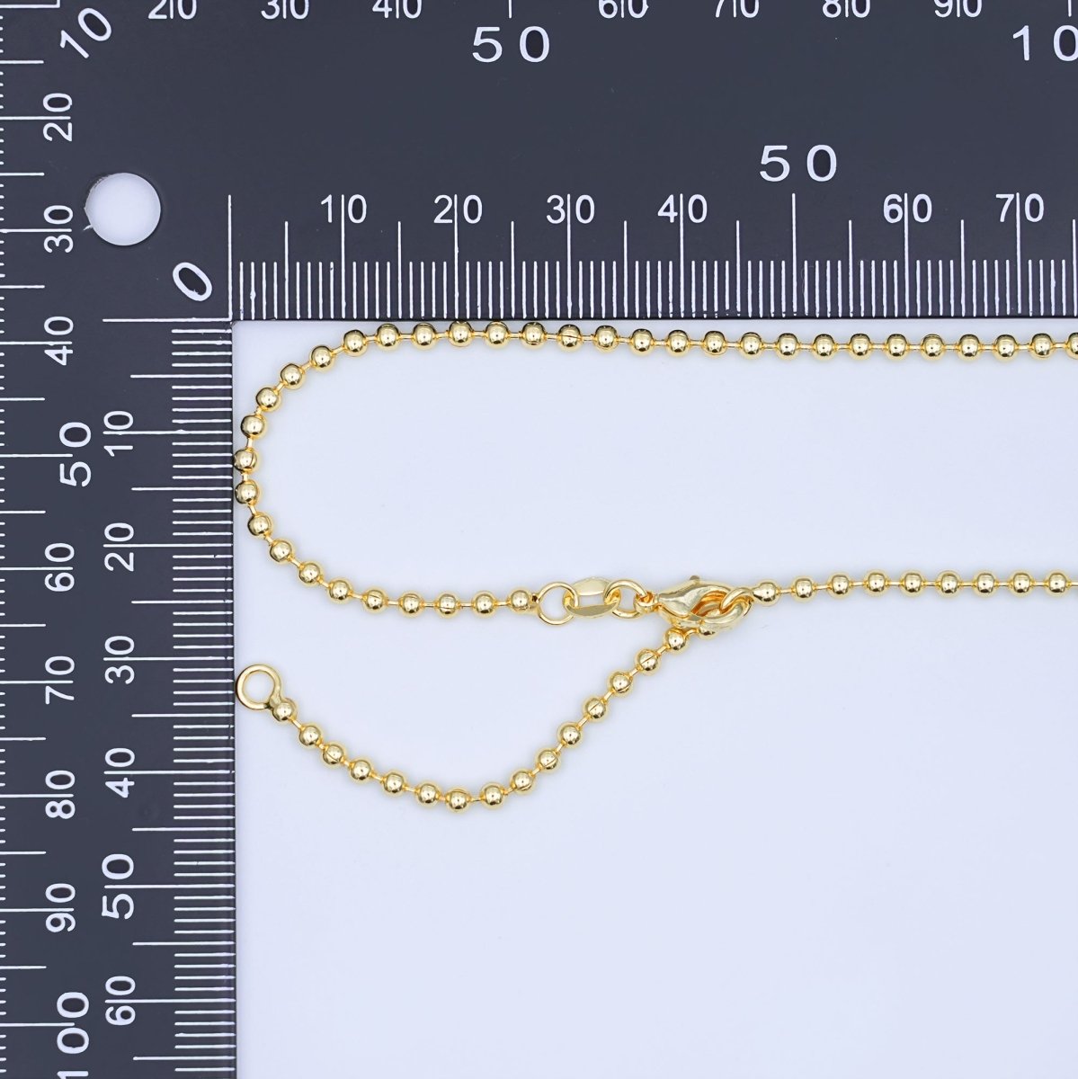 24K Gold Filled 2.5mm Bead Ball 22.5 Inch Chain Necklace | WA-3175