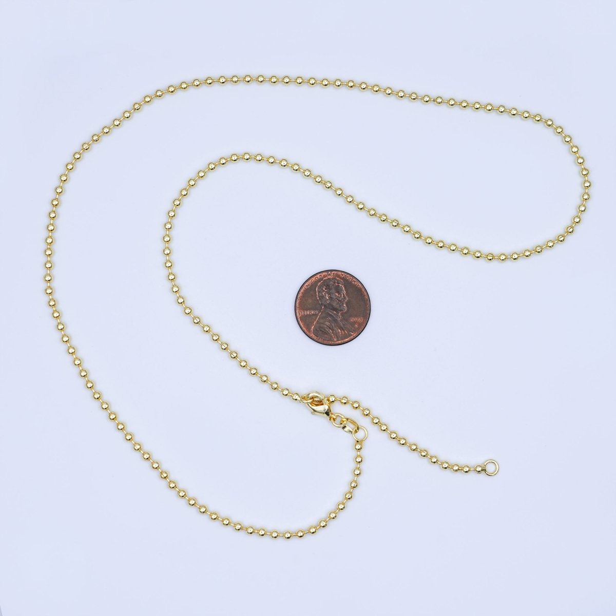 24K Gold Filled 2.5mm Bead Ball 22.5 Inch Chain Necklace | WA-3175