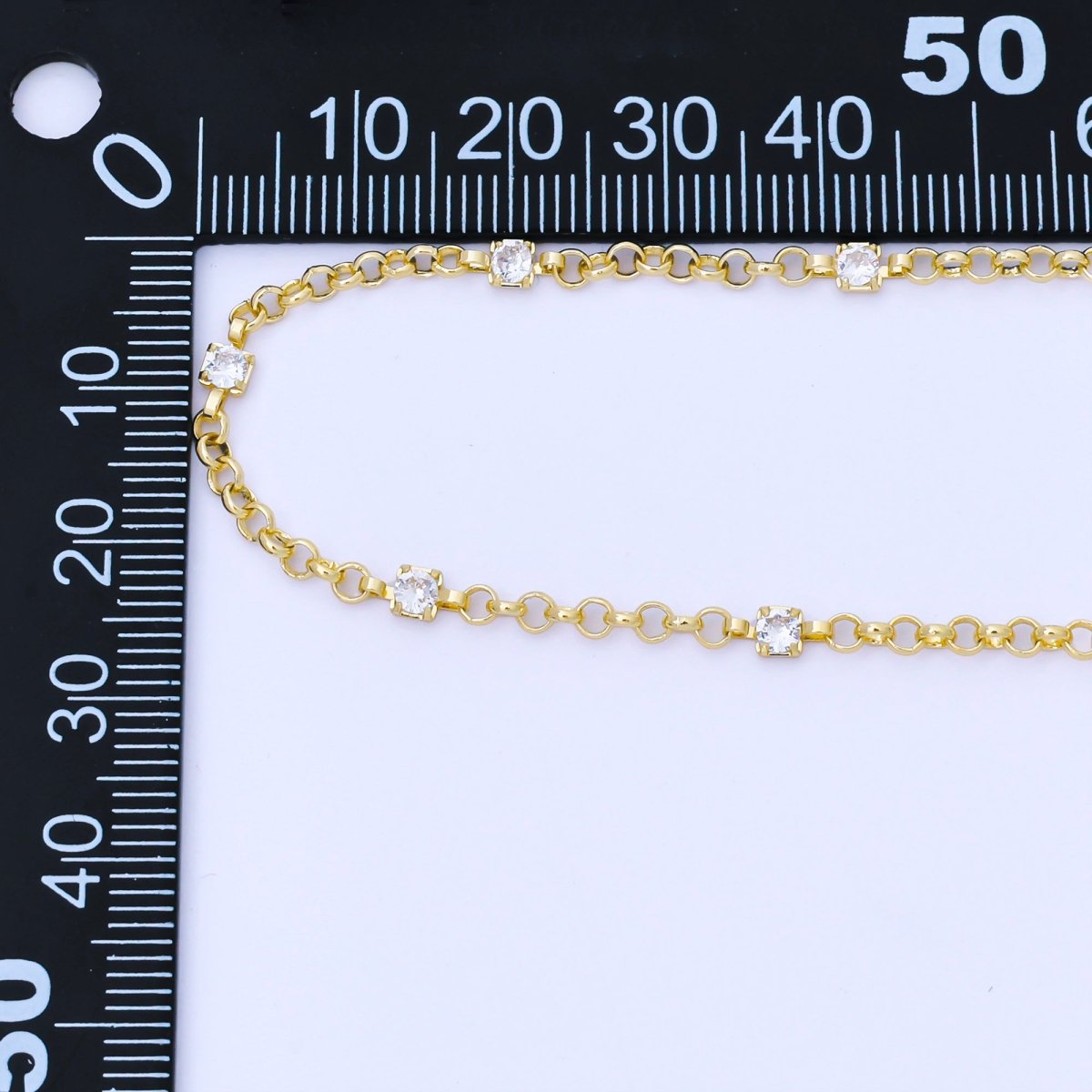 24K Gold Filled 2.5mm Clear Square CZ Cable Unfinished Chain by Yard | Roll-2004
