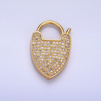 24K Gold Filled 25mm Micro Paved CZ Filigree Padlock Findings | Z1029