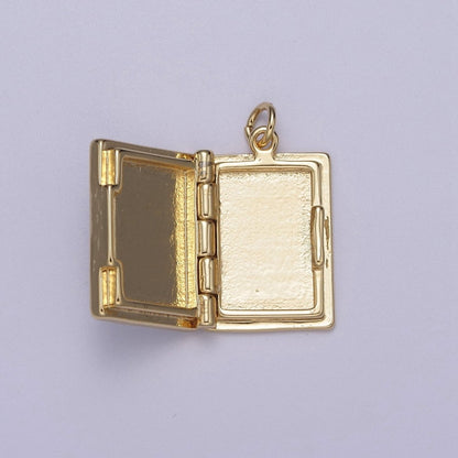 24K Gold Filled 25mm Mother of Pearl Rectangle Locket Charm | C00112