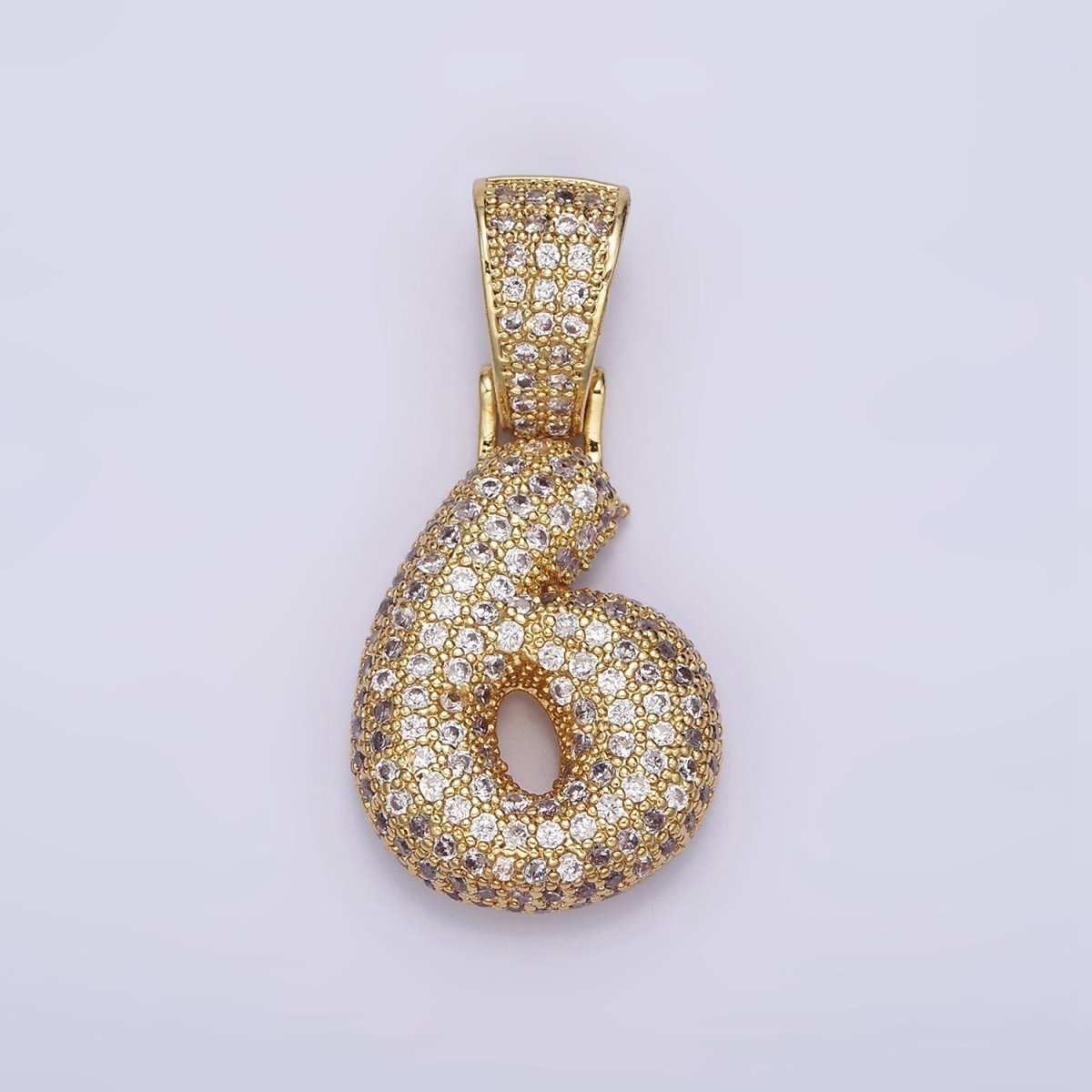 24K Gold Filled 25mm Number 0-9 ballon Clear Micro Paved CZ Pendant | AA695 - AA704