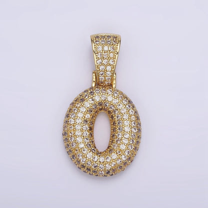 24K Gold Filled 25mm Number 0-9 ballon Clear Micro Paved CZ Pendant | AA695 - AA704