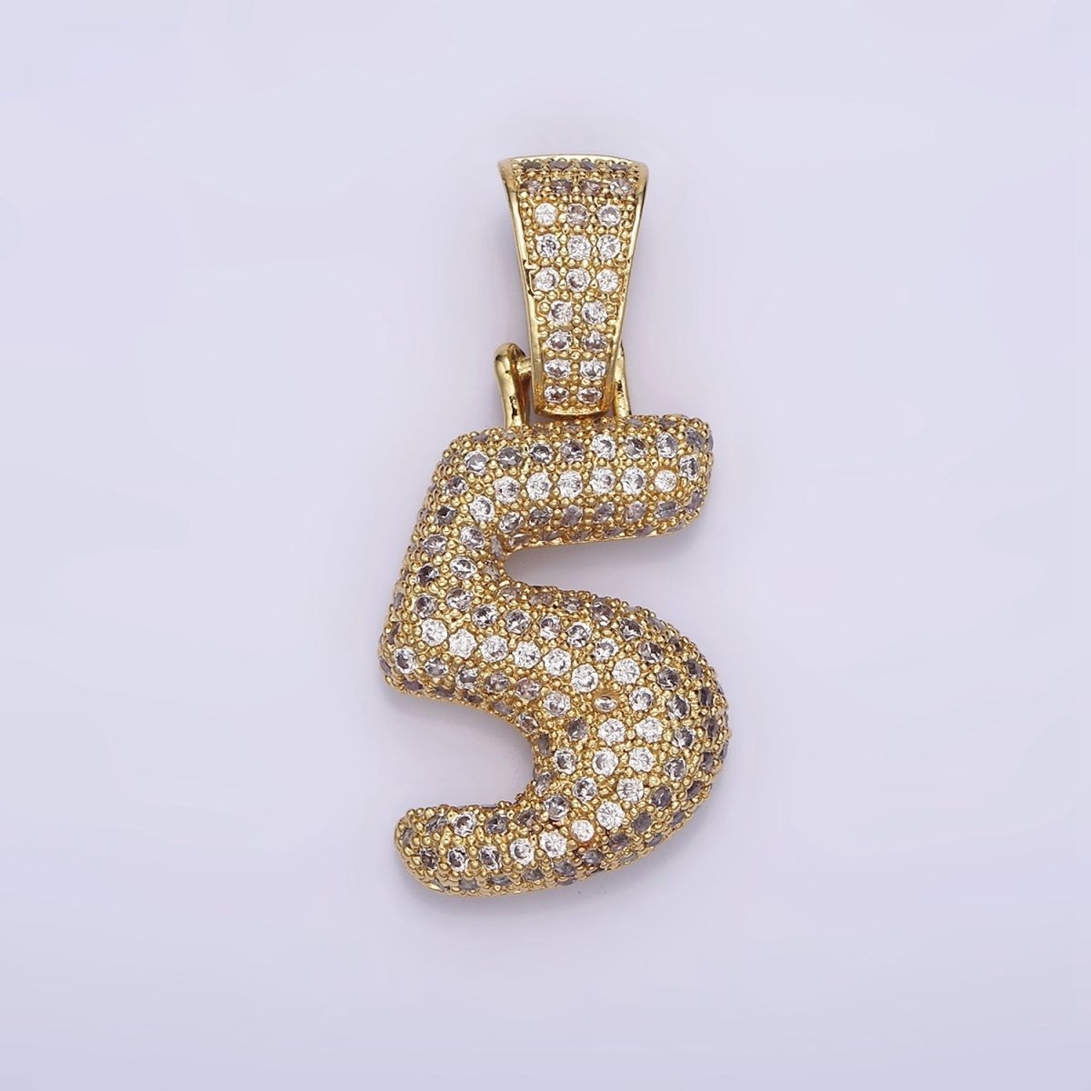 24K Gold Filled 25mm Number 0-9 ballon Clear Micro Paved CZ Pendant | AA695 - AA704