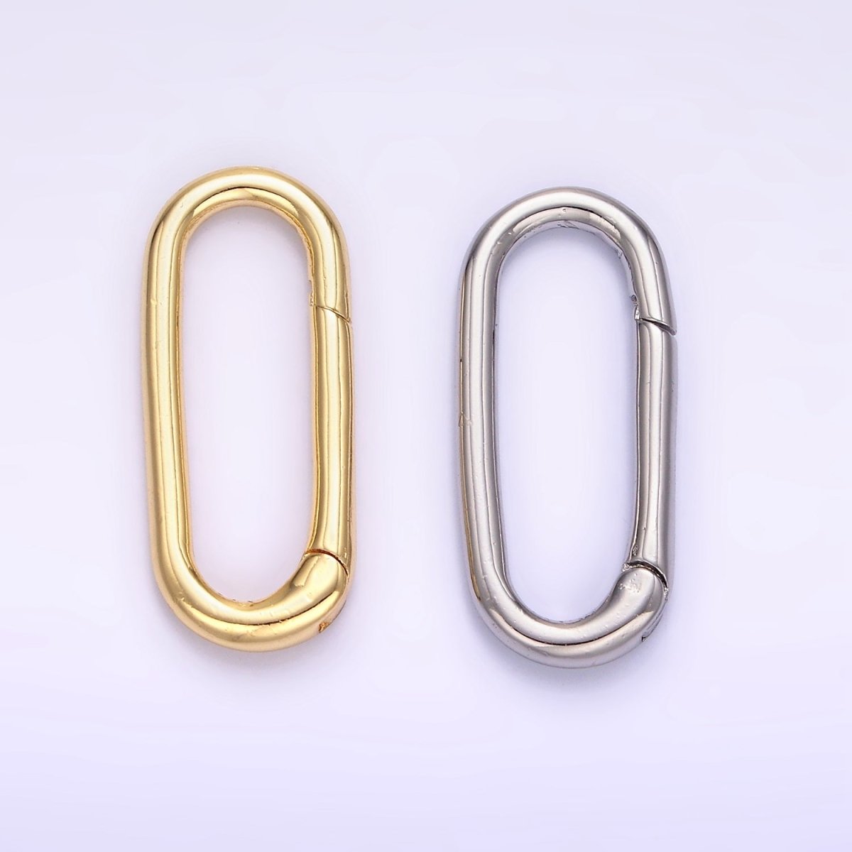 24K Gold Filled 25mm Minimalist Oblong Push Hinge Gate Findings in Gold &amp; Silver | Z802