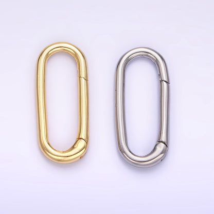 24K Gold Filled 25mm Minimalist Oblong Push Hinge Gate Findings in Gold &amp; Silver | Z802