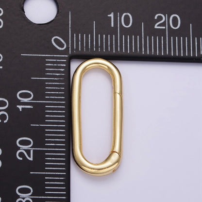 24K Gold Filled 25mm Minimalist Oblong Push Hinge Gate Findings in Gold &amp; Silver | Z802