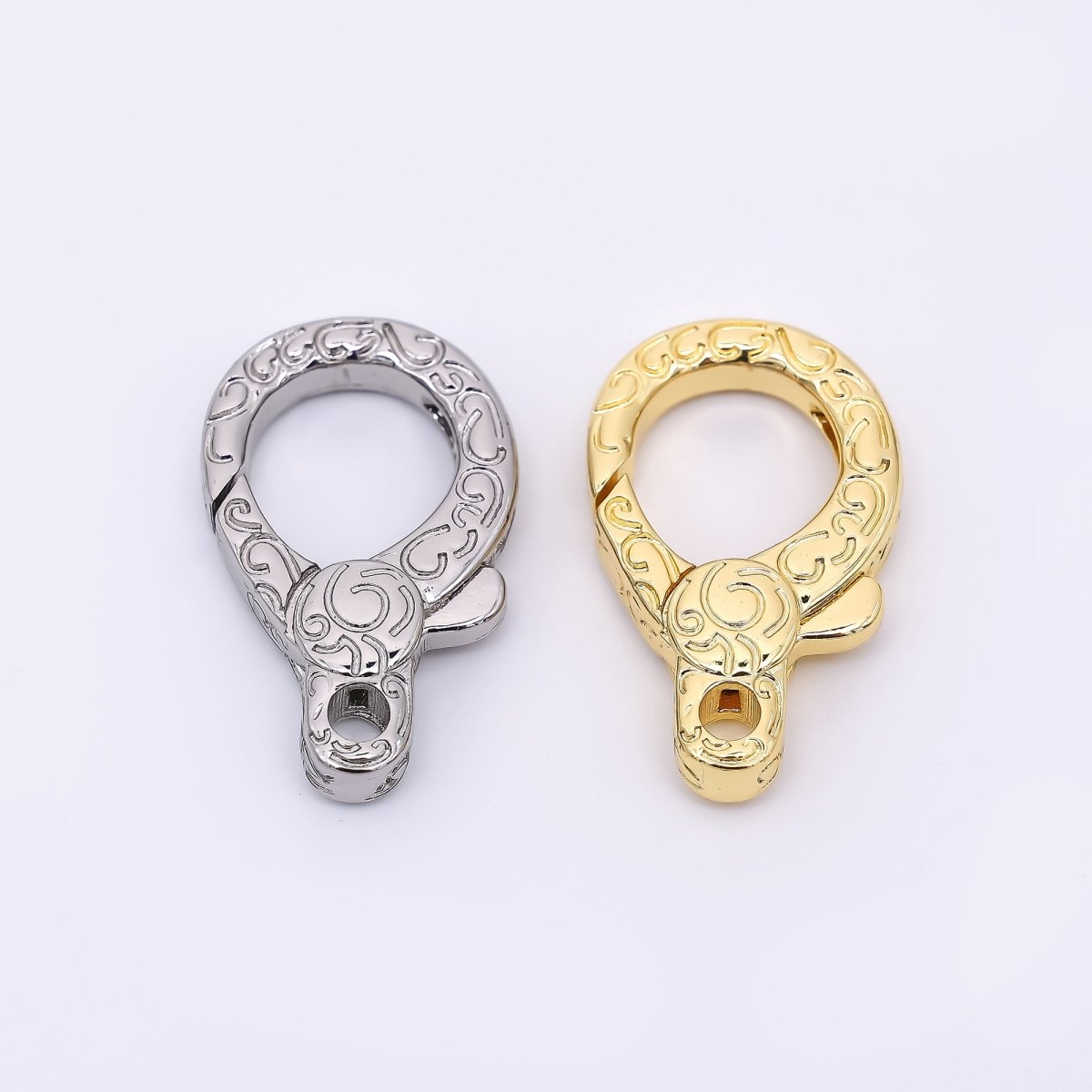 24K Gold Filled 25mm Textured Lobster Clasp Closure Findings in Gold &amp; Silvder | Z-1311