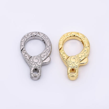 24K Gold Filled 25mm Textured Lobster Clasp Closure Findings in Gold &amp; Silvder | Z-1311