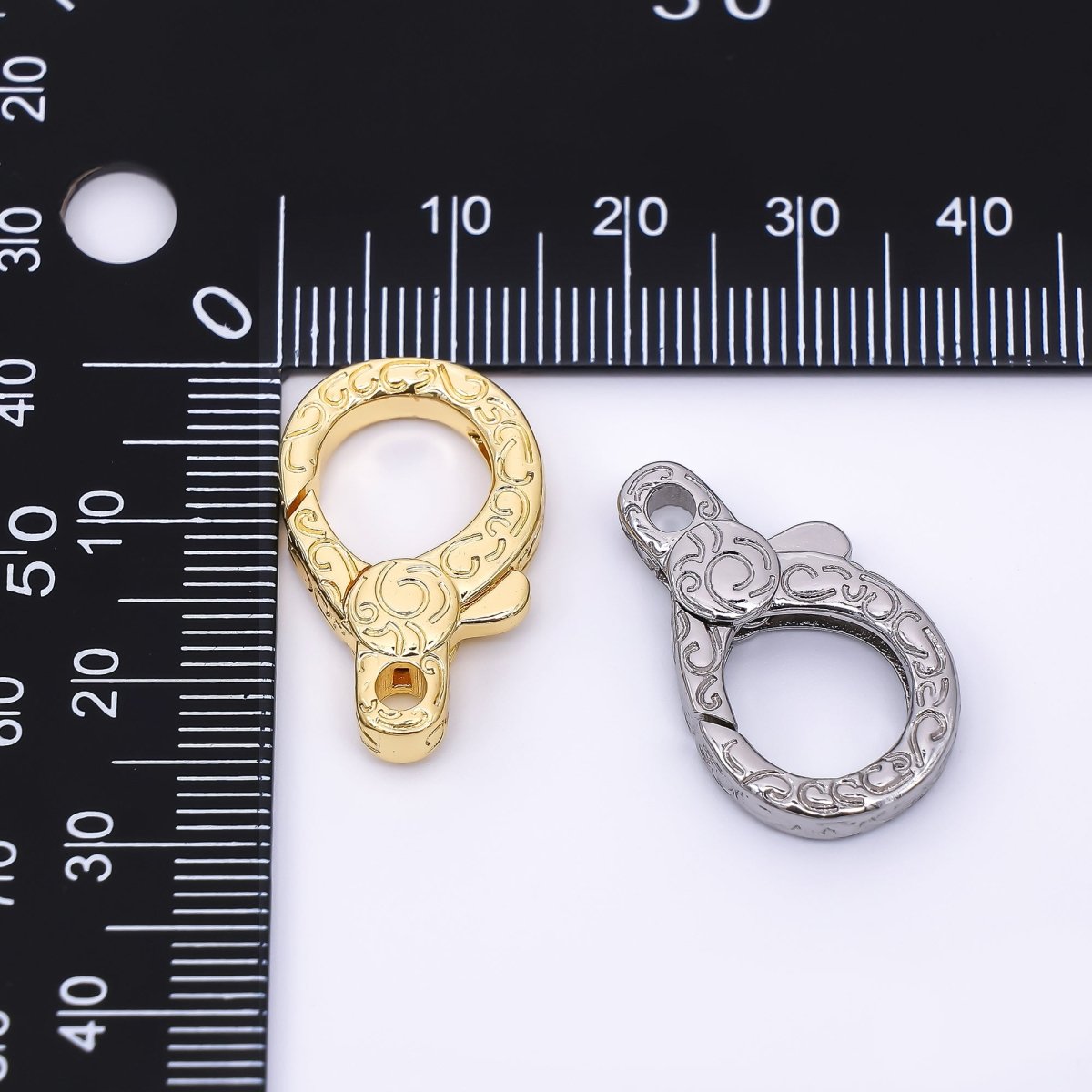 24K Gold Filled 25mm Textured Lobster Clasp Closure Findings in Gold &amp; Silvder | Z-1311