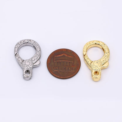 24K Gold Filled 25mm Textured Lobster Clasp Closure Findings in Gold &amp; Silvder | Z-1311