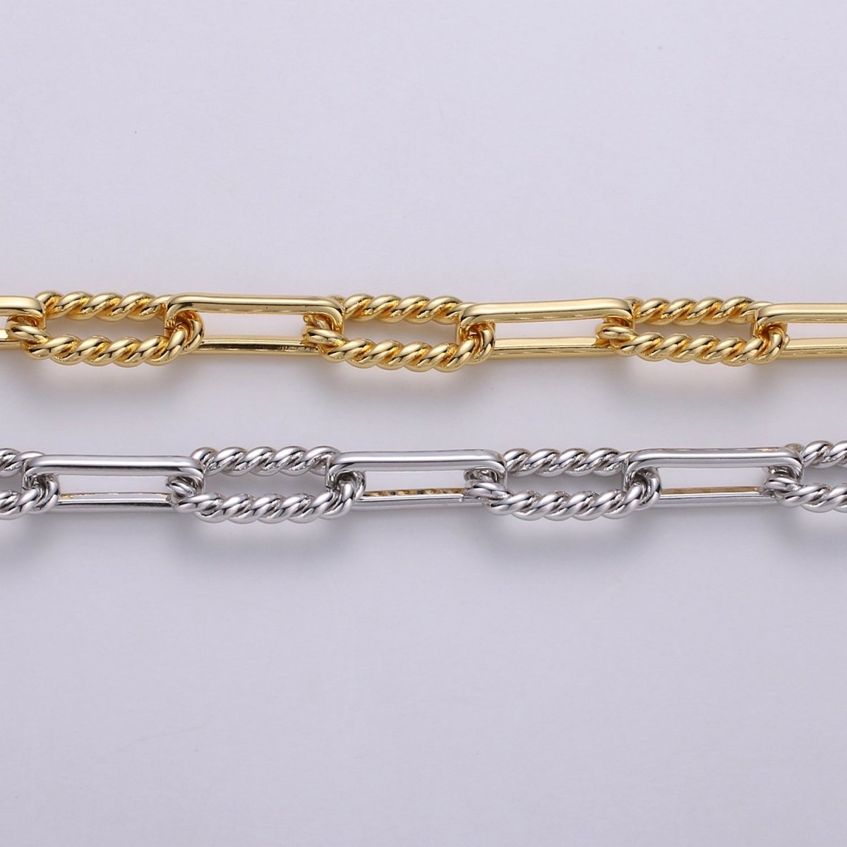 24K Gold Filled 2.5mm Thickness Twisted UNIQUE PAPER CLIP Chain By Yard, Gold Filled Rolo Cable Chain Thickness 2mm | ROLL-279, ROLL-280 Clearance Pricing