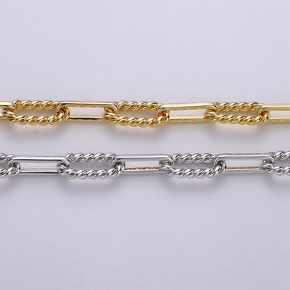 24K Gold Filled 2.5mm Thickness Twisted UNIQUE PAPER CLIP Chain By Yard, Gold Filled Rolo Cable Chain Thickness 2mm | ROLL-279, ROLL-280 Clearance Pricing