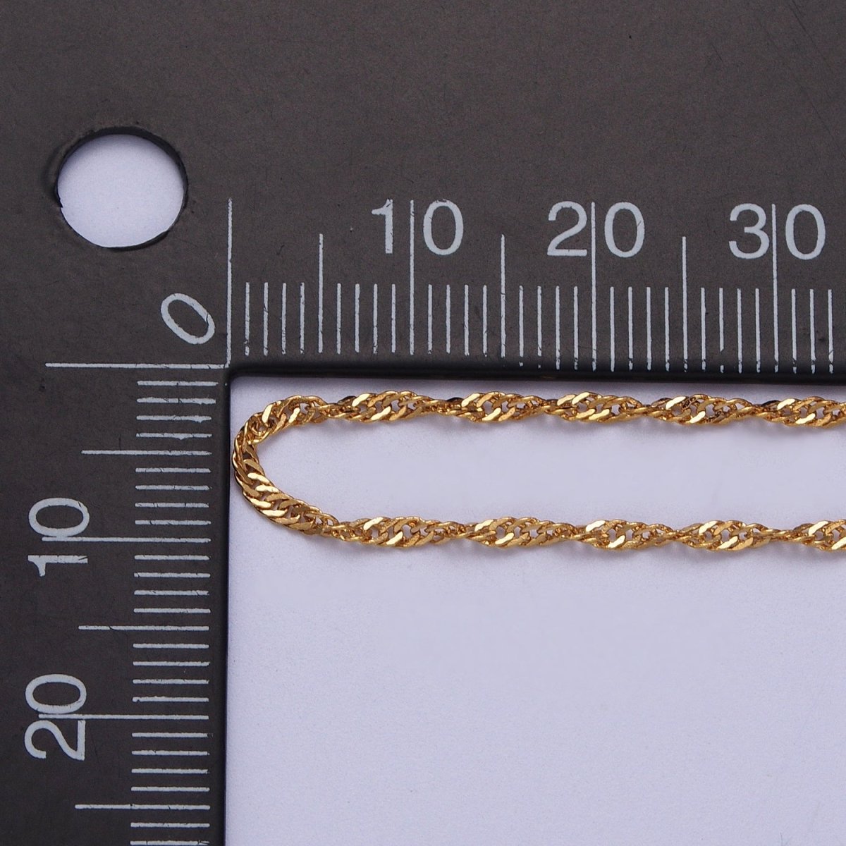 24K Gold Filled 1.7mm Width Singapore Twist Unfinished Chain in Gold &amp; Silver | ROLL-901, ROLL-902 Clearance Pricing