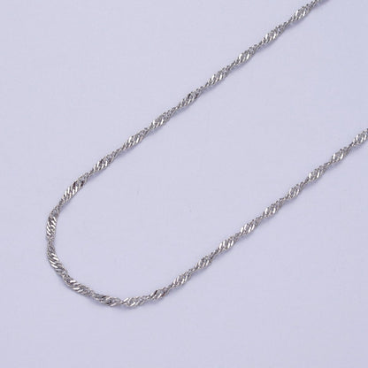 24K Gold Filled 1.7mm Width Singapore Twist Unfinished Chain in Gold &amp; Silver | ROLL-901, ROLL-902 Clearance Pricing