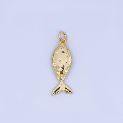 24K Gold Filled 25mm Wiggly-Tail Ocean Fish Animal Charm | AJ-438