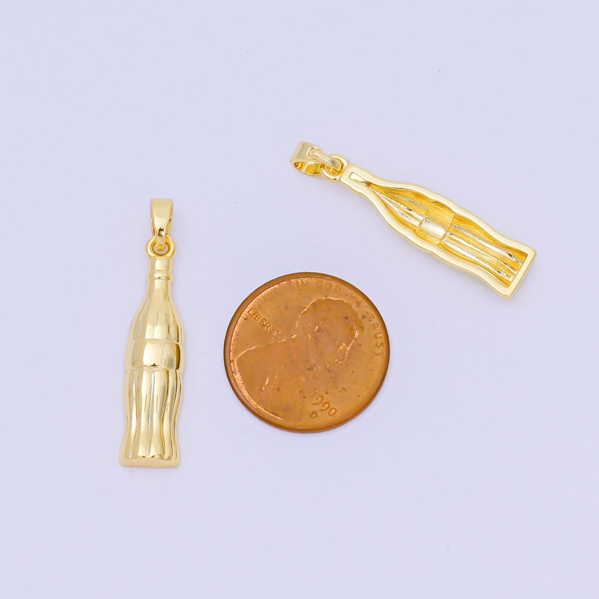 24K Gold Filled 27mm Classic Soda Glass Bottle Pendant | AA1596