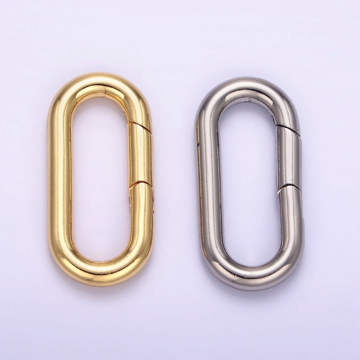 24K Gold Filled 27mm Oblong Push Spring Gate Ring Closure in Silver &amp; Gold | L080