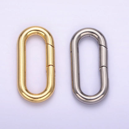 24K Gold Filled 27mm Oblong Push Spring Gate Ring Closure in Silver &amp; Gold | L080