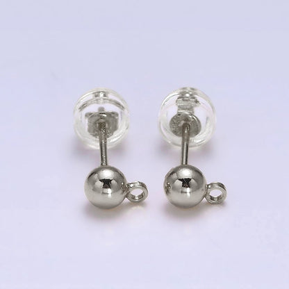 24K Gold Filled 2.8mm, 3.8mm Round Bead Loop Stud Earrings Jewelry Supply | Z457 Z458