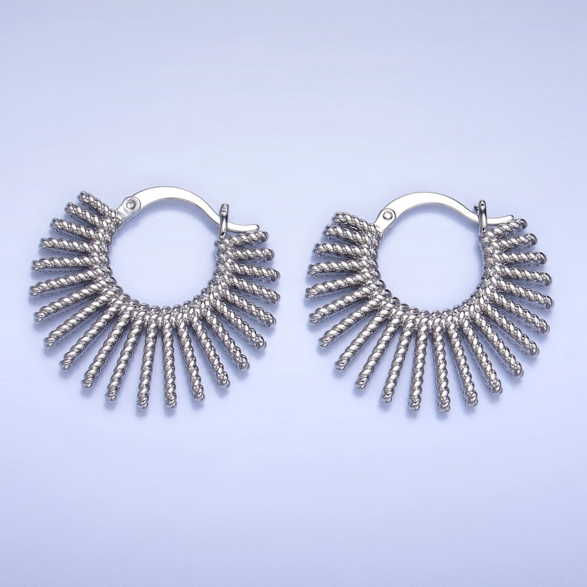 24K Gold Filled 28mm Celestial Sun Ray Croissant Latch Hoop Earrings in Gold &amp; Silver | P230 P231