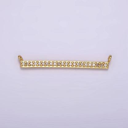 24K Gold Filled 28mm Clear Micro Paved CZ Rectangular Bar Connector | G804