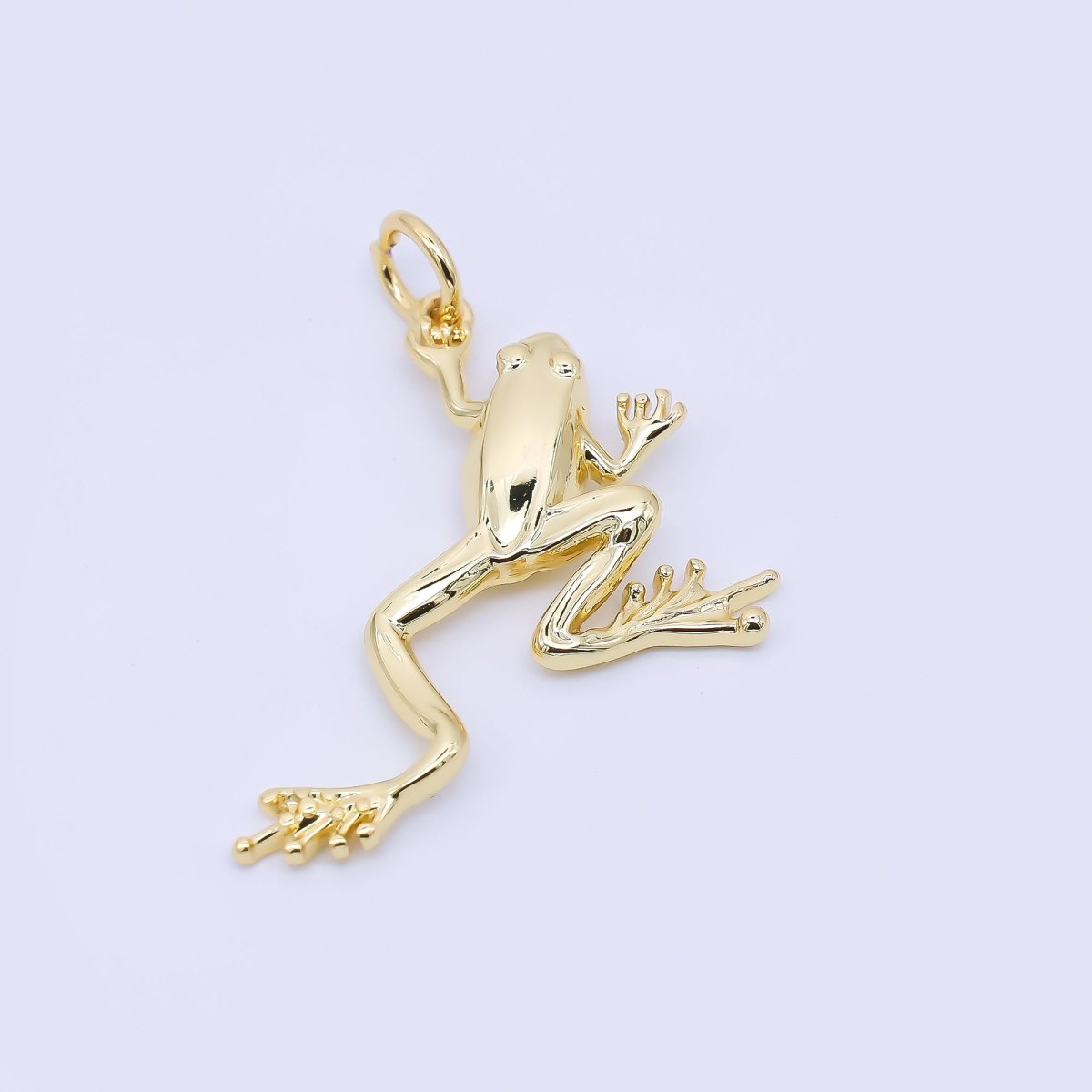 24K Gold Filled 28mm Minimalist Leaping Frog Animals 3D Multidimensional Charm | AF1245