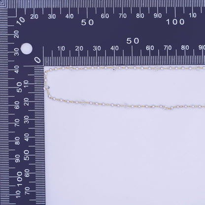 24K Gold Filled 2.8mm faux Pearl Clear Crystal Link Unfinished Chain by Yard | Roll-1662