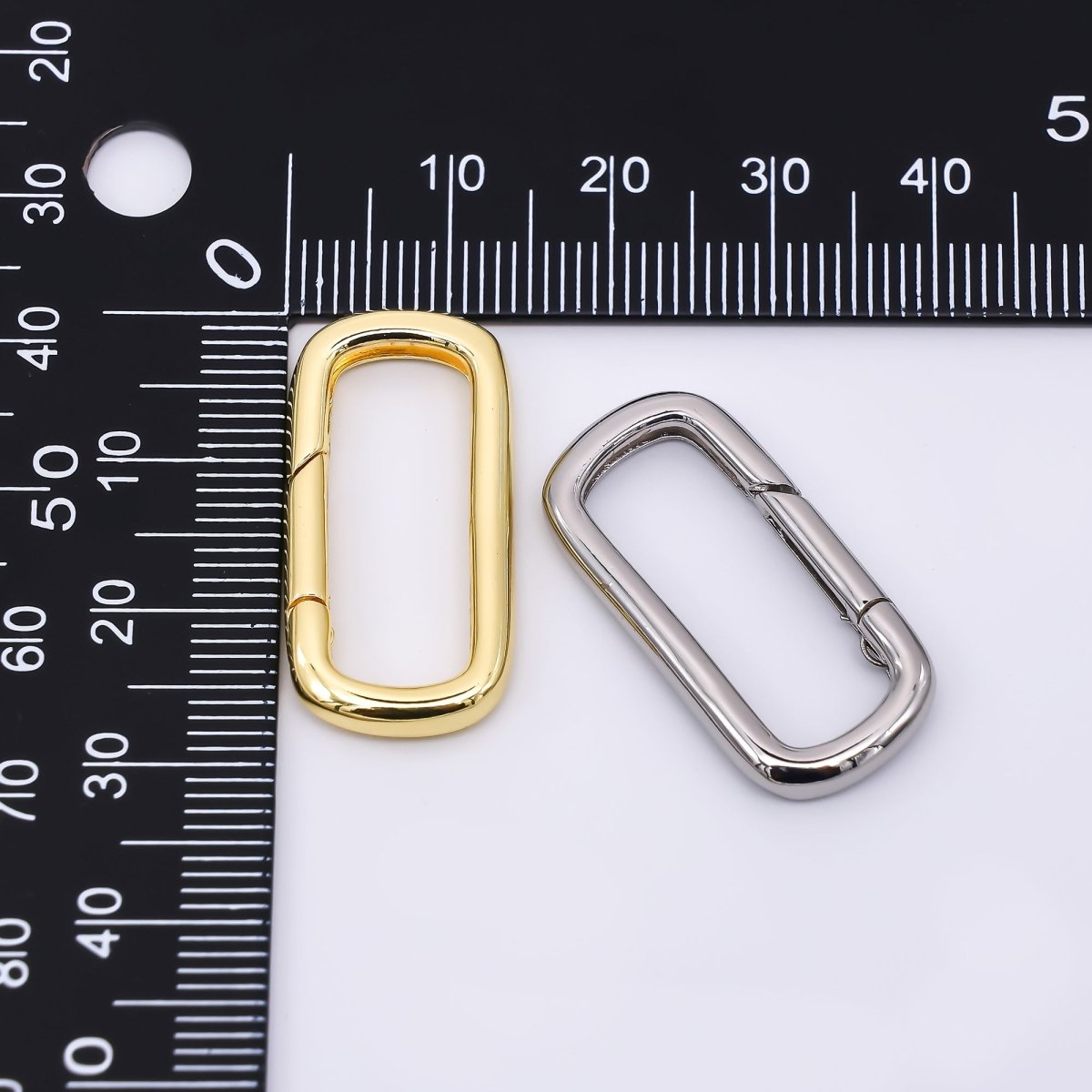 24K Gold Filled 28mm Simple Oval Round Push Gate Clasp Closure Finding in Gold &amp; Silver | Z-1313