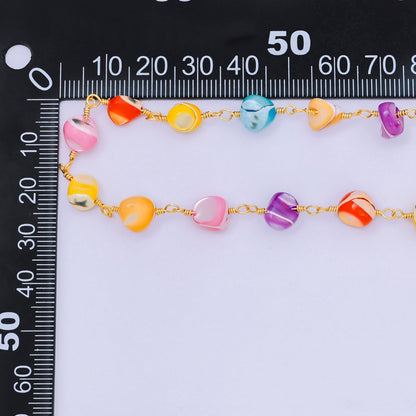 24K Gold Filled 3mm Multicolor Acrylic Resin Pebble Satellite Unfinished Chain by Yard | Roll-01671