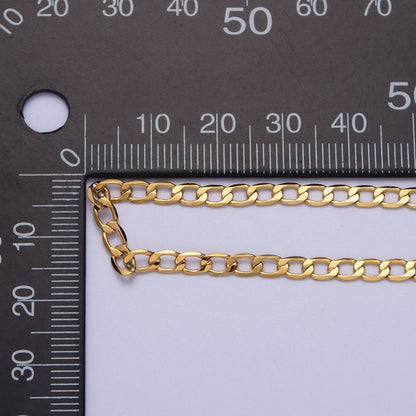 24K Gold Filled 2mm, 2.5mm, 3mm, 3.5mm, 4mm Flat Figaro Curb Chain in Gold &amp; Silver | ROLL-911 to ROLL-920 Clearance Pricing