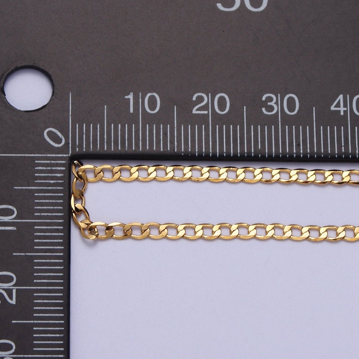 24K Gold Filled 2mm, 2.5mm, 3mm, 3.5mm, 4mm Flat Figaro Curb Chain in Gold &amp; Silver | ROLL-911 to ROLL-920 Clearance Pricing