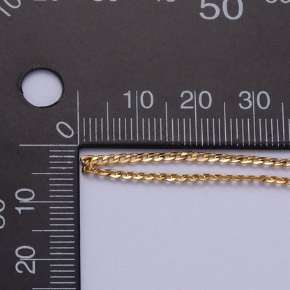 24K Gold Filled 2mm, 2.5mm, 3mm, 3.5mm, 4mm Flat Figaro Curb Chain in Gold &amp; Silver | ROLL-911 to ROLL-920 Clearance Pricing