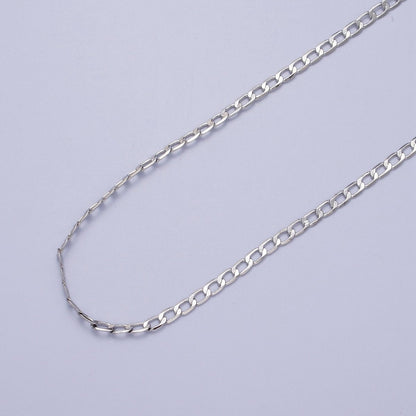 24K Gold Filled 2mm, 2.5mm, 3mm, 3.5mm, 4mm Flat Figaro Curb Chain in Gold &amp; Silver | ROLL-911 to ROLL-920 Clearance Pricing