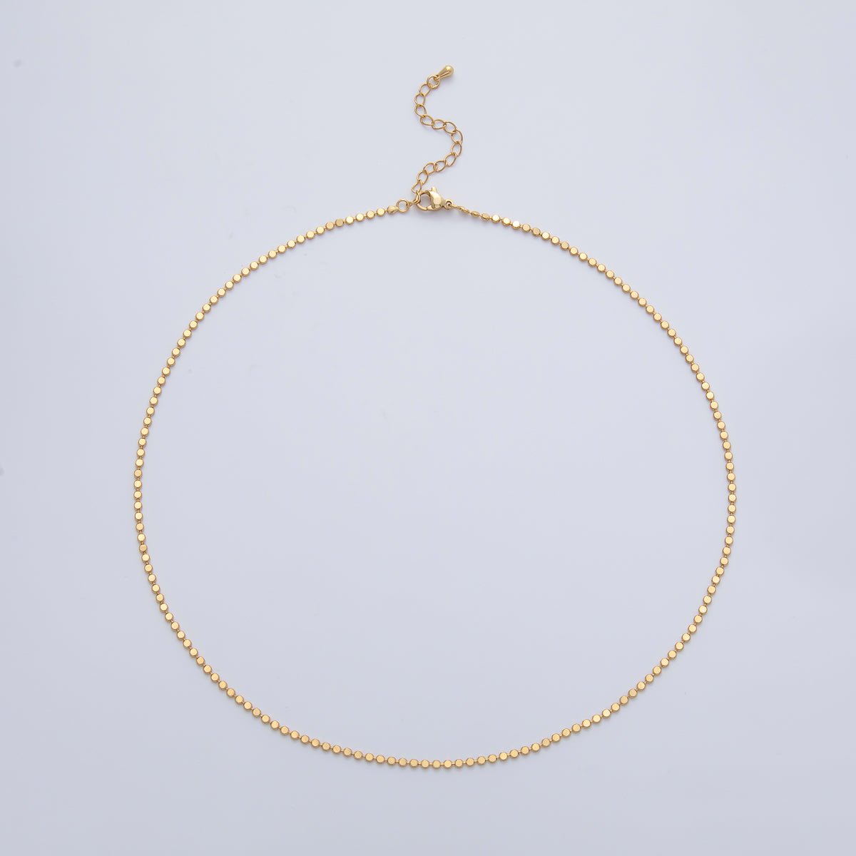 24K Gold Filled 2mm Bead Chain 18 Inches Necklace w. Extender | WA-1181