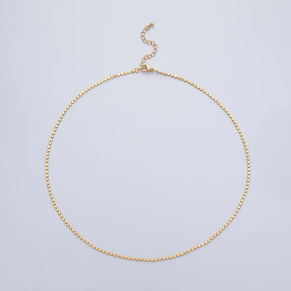 24K Gold Filled 2mm Bead Chain 18 Inches Necklace w. Extender | WA-1181