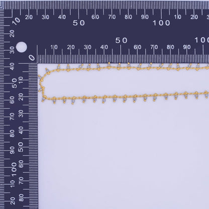 24K Gold Filled 2mm Clear Multifaceted Crystal Drop Unfinished Chain by Yard | Roll-01666