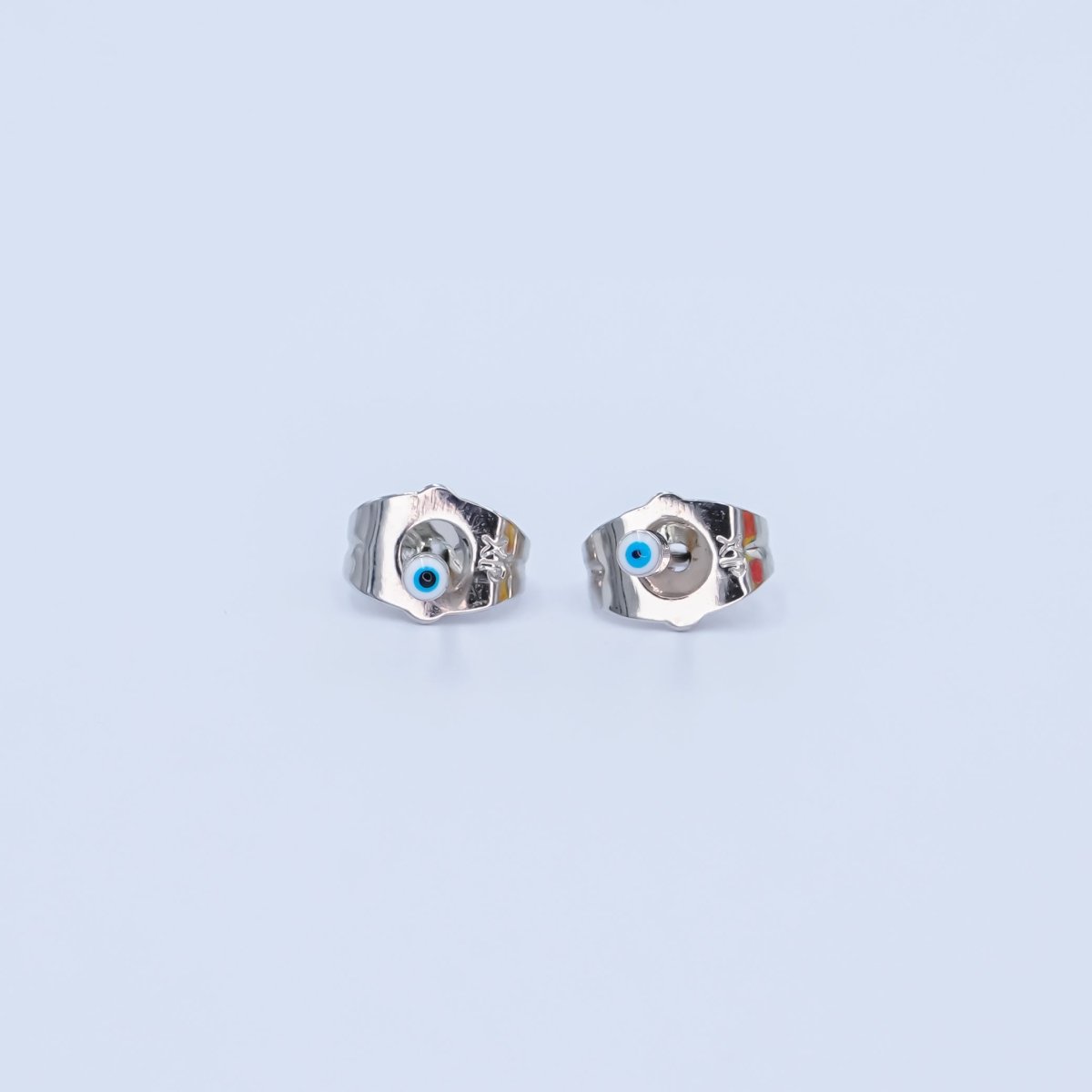 24K Gold Filled 2mm Evil Eye Round Mini Enamel Stud Earrings in Gold &amp; Silver | AB1006 - AB1008